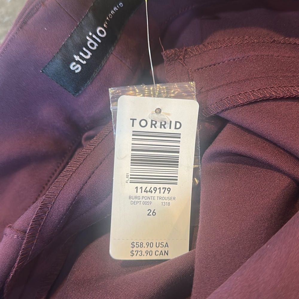 Torrid wine colored Trousers 26R (5235) NWT - Picture 5 of 5